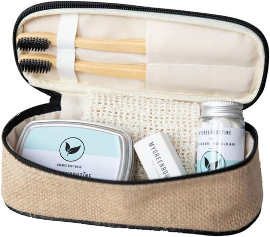 Eco Friendly Sustainable Wash Kit - Starter Pack Includes Bamboo, Organic and Environmentally Friendly Products - Ideal for Travel and Birthday and Christmas Gifts